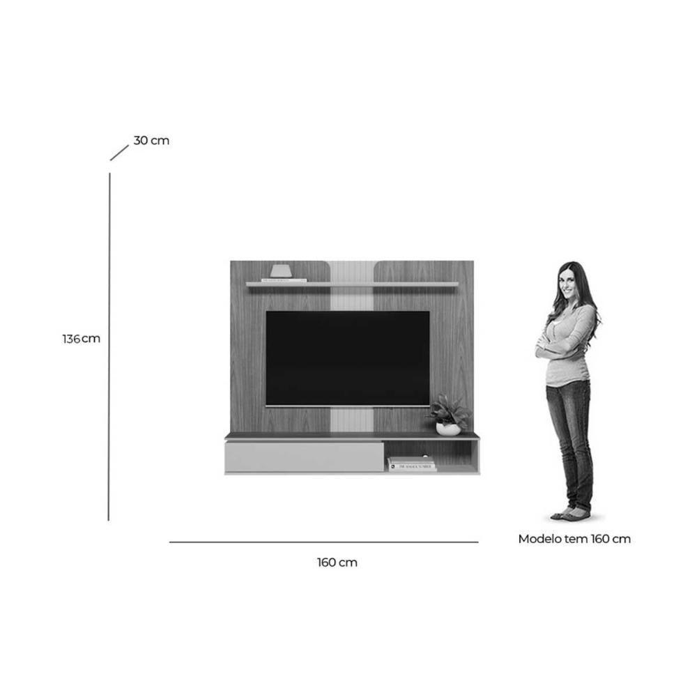 Painel Home P/ Tv Até 65 Pol Friburgo C/ 1 Porta E 1 Prateleira 160x136cm Nature/off White - Linea Brasil - 2