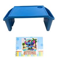 Mesa Apoio Infantil + Livro De Capa Dura – 48 Páginas Para Colorir, Criar E Aprender Bandeja Azul Stitch-azul - 1