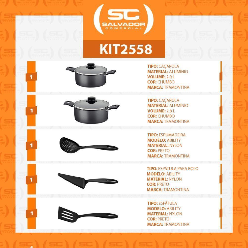 Jogo De Caçarolas Turim Alumínio Chumbo Antiaderente E Utensílios Ability - Tramontina - 2