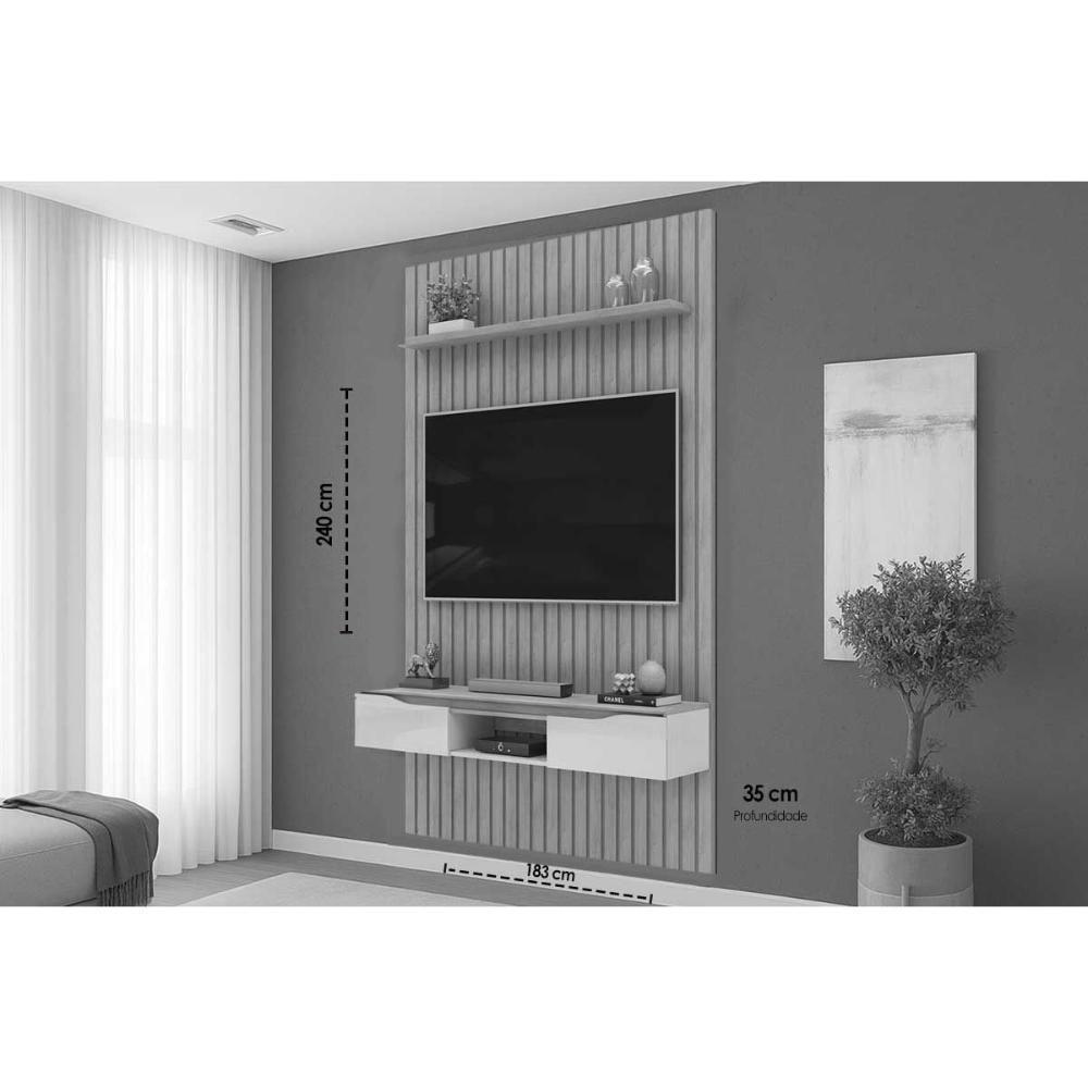 Home P/ Tv Isac 183x240cm Freijo/off White - Dj Móveis - 2