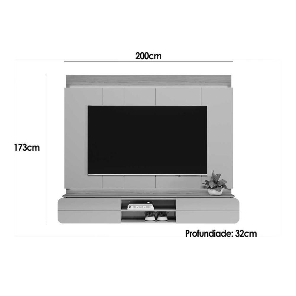 Home P/ Tv Até 75 Pol Zurique C/ 2 Porta E 1 Prateleira 200x173cm Tauari/off White Brilho - Linea Brasil - 3