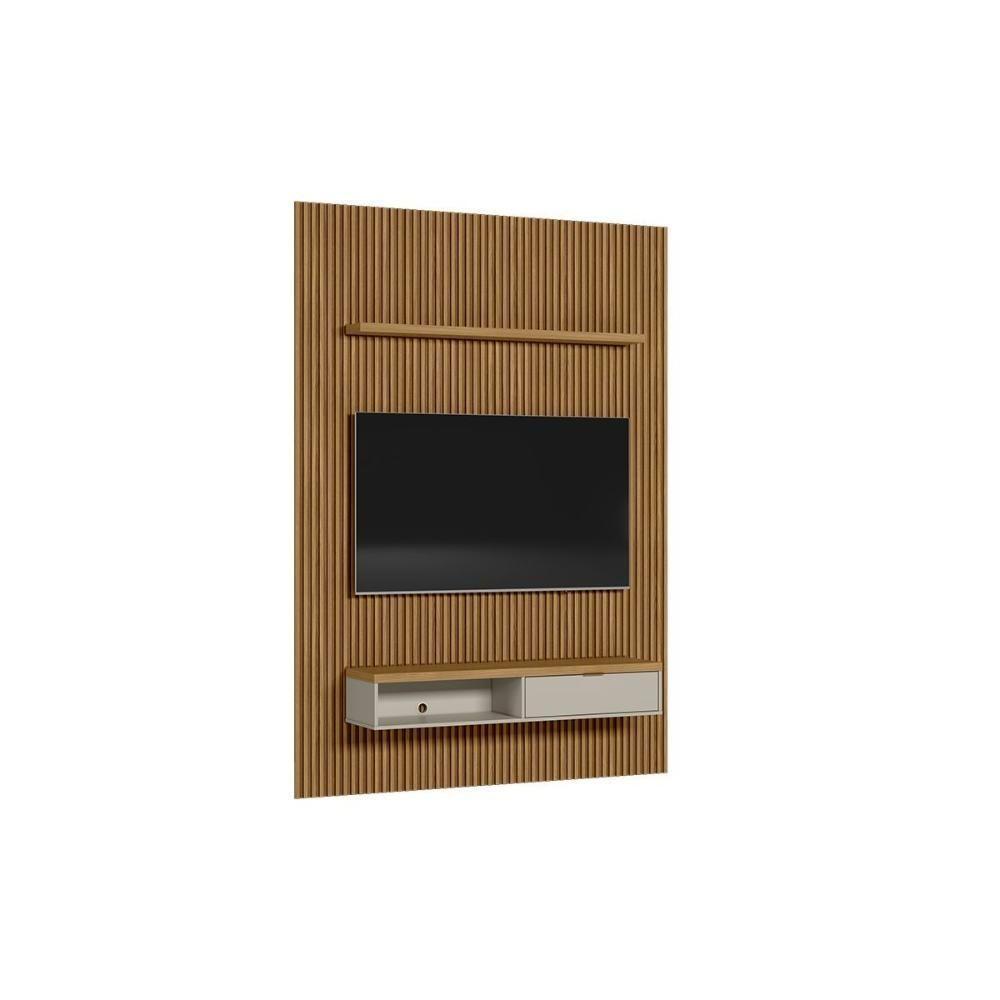 Home P/ Tv Até 85 Pol Modular 2.2 Ripado C/ 1 Porta 1 Prat. 219x250cm Nature/off White - Linea Brasil - 2