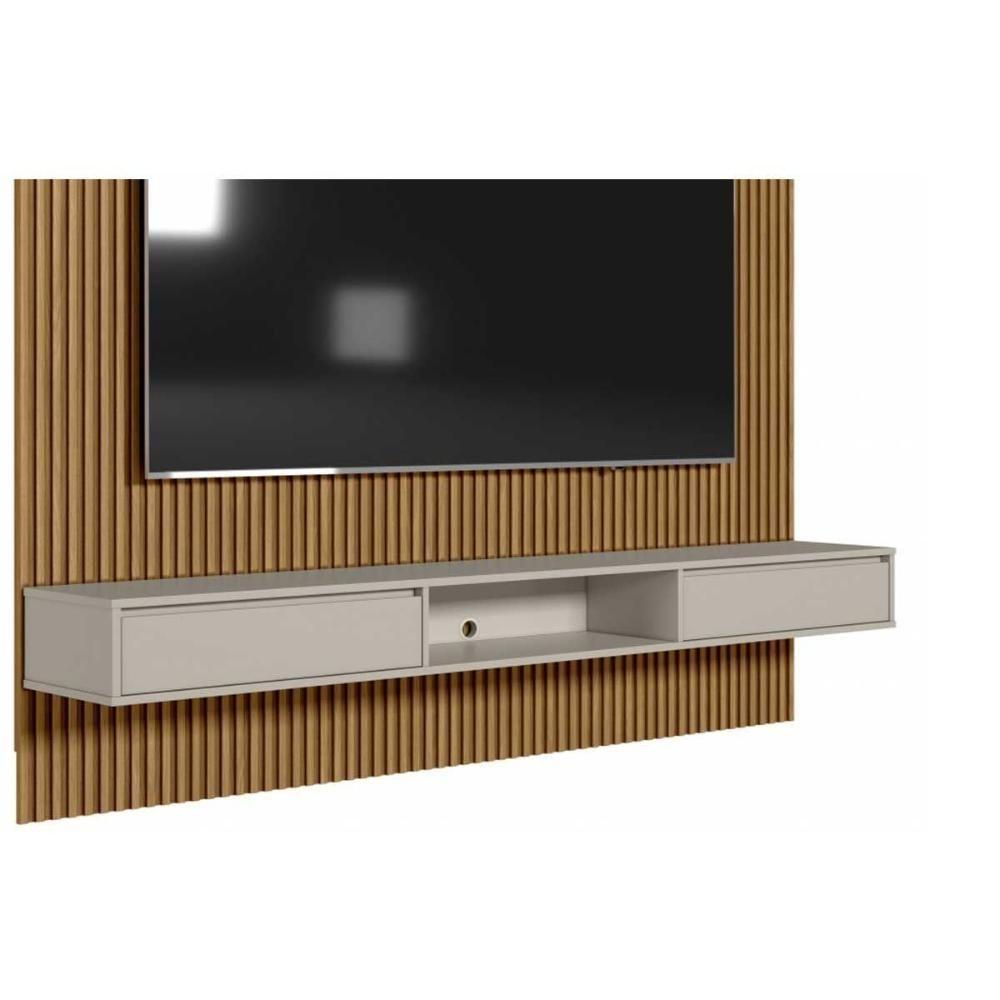 Home P/ Tv Até 85 Pol Modular 2.2 Ripado C/ 1 Porta 1 Prat. 219x250cm Nature/off White - Linea Brasil - 5