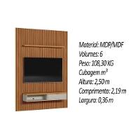 Home P/ Tv Até 85 Pol Modular 2.2 Ripado C/ 1 Porta 1 Prat. 219x250cm Nature/off White - Linea Brasil - 3