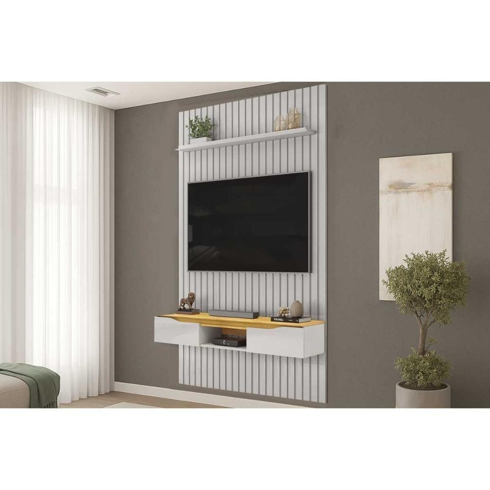 Rack Bancada C/ Painel P/ Tv Isac 183x240cm Bali/cedro - Dj Móveis - 1