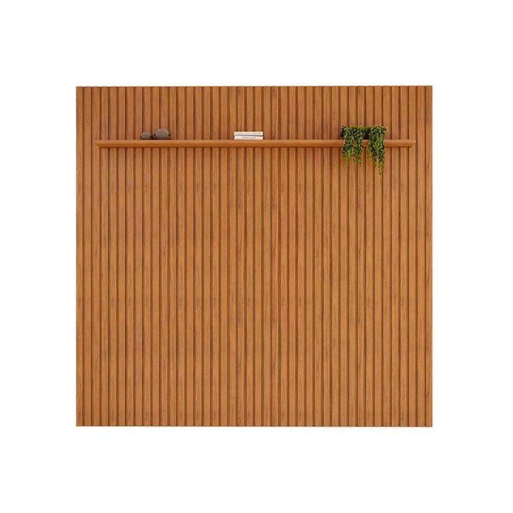 Rack Bancada C/ Painel P/ Tv Até 85 Pol Pratic Ripado 1 Prateleira 250x240cm Bali - Dj Móveis - 5