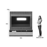Rack Bancada C/ Painel P/ Tv Até 75 Pol Ouro Preto 2 Gavetas 198x180cm Nature/off White - Linea Brasil - 2