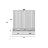 Rack Bancada C/ Painel P/ Tv Até 75 Pol Ouro Preto 2 Gavetas 198x180cm Nature/off White - Linea Brasil - 3