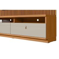 Rack Bancada C/ Painel P/ Tv Até 75 Pol Ouro Preto 2 Gavetas 198x180cm Nature/off White - Linea Brasil - 4