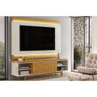 Rack Bancada C/ Painel P/ Tv Até 75 Pol Loren Nicho 201x58cm Cedro/bali - Dj Móveis - 1