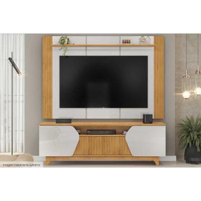 Rack Bancada C/ Painel P/ Tv Até 75 Pol Helo 4 Portas Bali/cedro - Dj Móveis