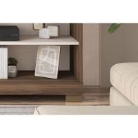 Rack Bancada C/ Painel P/ Tv Até 65 Pol Cinne Ripado Pés 160x203cm Freijo/off White - Caemmun - 5