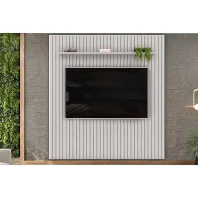 Rack Bancada C/ Painel P/ Tv Até 65 Pol Pratic Ripado 1 Prateleira 223x240cm Bali - Dj Móveis