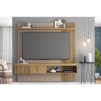 Rack Bancada C/ Painel P/ Tv Até 65 Pol Jade Ripada 180x183cm Buriti/fendi - Caemmun - 1
