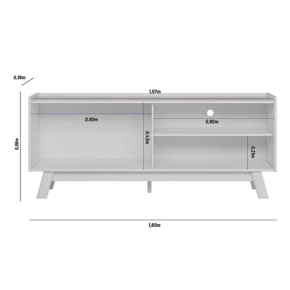 Rack Bancada C/ Painel P/ Tv Até 65 Pol Aurum/tulum 1 Pta Correr 1 Prat Pés 160x190cm Nature/off White - Linea Brasil - 3