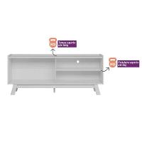 Rack Bancada C/ Painel P/ Tv Até 65 Pol Aurum/tulum 1 Pta Correr 1 Prat Pés 160x190cm Nature/off White - Linea Brasil - 7