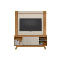 Rack Bancada C/ Painel P/ Tv Até 65 Pol Aurum/tulum 1 Pta Correr 1 Prat Pés 160x190cm Nature/off White - Linea Brasil - 9