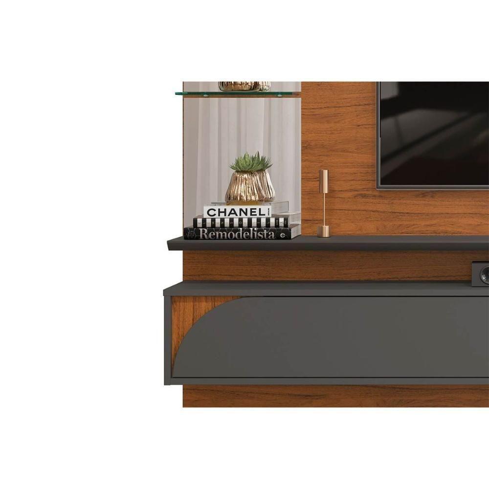 Rack Bancada C/ Painel P/ Tv Até 60 Polegadas Ravi Prateleiras E Nicho 180x152cm Cedro/bali - Dj Móveis - 3