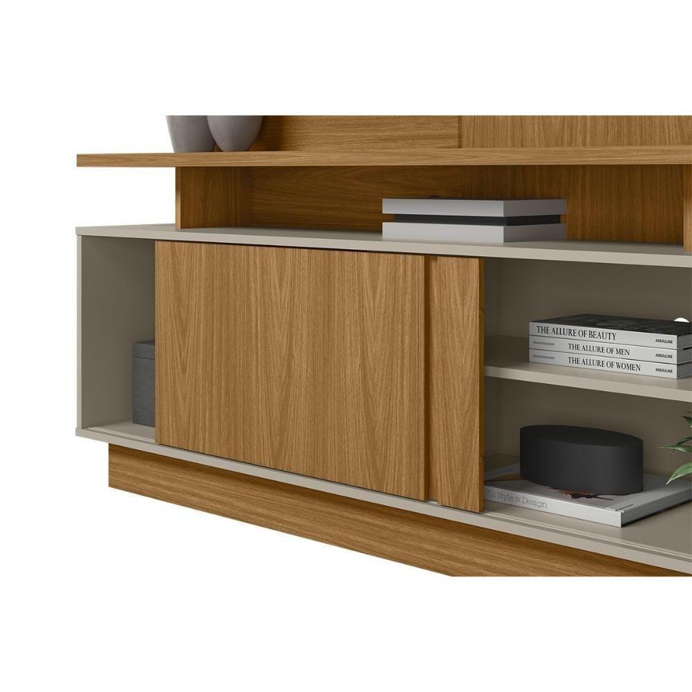 Rack Bancada C/ Painel P/ Tv Até 60 Pol Viena 1 Portas E 2 Prateleiras 185x150cm Nature/off White - Linea Brasil - 7