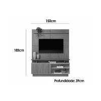 Rack Bancada C/ Painel P/ Tv Até 60 Pol Viena 1 Porta E Pés 185x150cm Jatoba/off White - Linea Brasil - 2