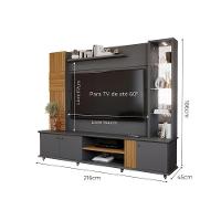 Rack Bancada C/ Painel P/ Tv Até 60 Pol Riviera Espelho E 3 Portas 216x186cm Off White/cinamomo - Permóbili - 2