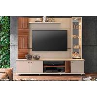 Rack Bancada C/ Painel P/ Tv Até 60 Pol Riviera Espelho E 3 Portas 216x186cm Off White/cinamomo - Permóbili - 8