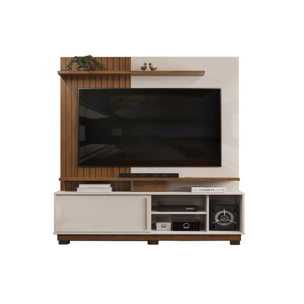 Rack Bancada C/ Painel P/ Tv Até 55 Pol Atenas 1 Porta 184x150cm Freijo/off White - Dj Móveis - 3