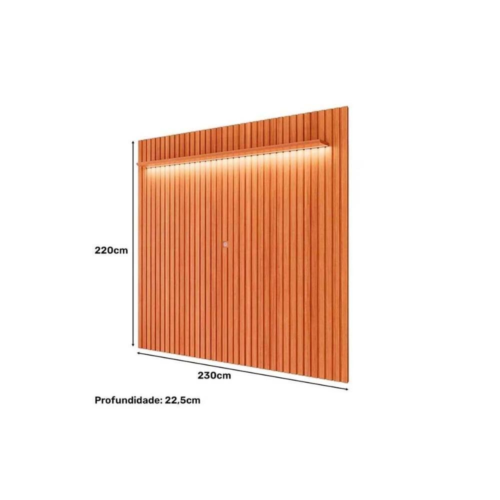 Painel Home P/ Tv Até 84 Pol Maragogi Ripado 2.3 C/ Led E Prateleira 230cm Cinamomo - Permóbili - 2