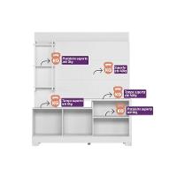 Rack Bancada C/ Painel P/ Tv Até 50 Pol Alagoas 2 Portas E 5 Prateleiras 187x160cm Freijó/off White - Linea Brasil