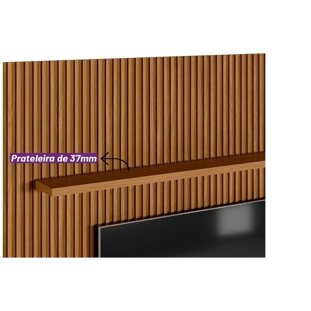 Rack Bancada C/ Painel P/ Tv Até 100 Pol Modular 3.0 Ripado 2 Portas 1 Prat. 297x250cm Nature/off White - Linea Brasil - 4