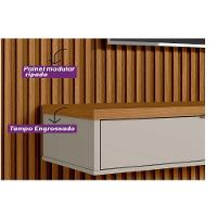 Rack Bancada C/ Painel P/ Tv Até 100 Pol Modular 3.0 Ripado 2 Portas 1 Prat. 297x250cm Nature/off White - Linea Brasil - 5