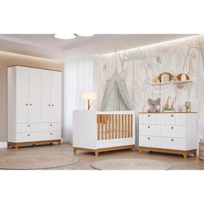 Quarto Infantil Completo Biscoito 3 Peças (guarda Roupa+berço+cômoda) Qi106 Branco/nature - Permóbili Baby
