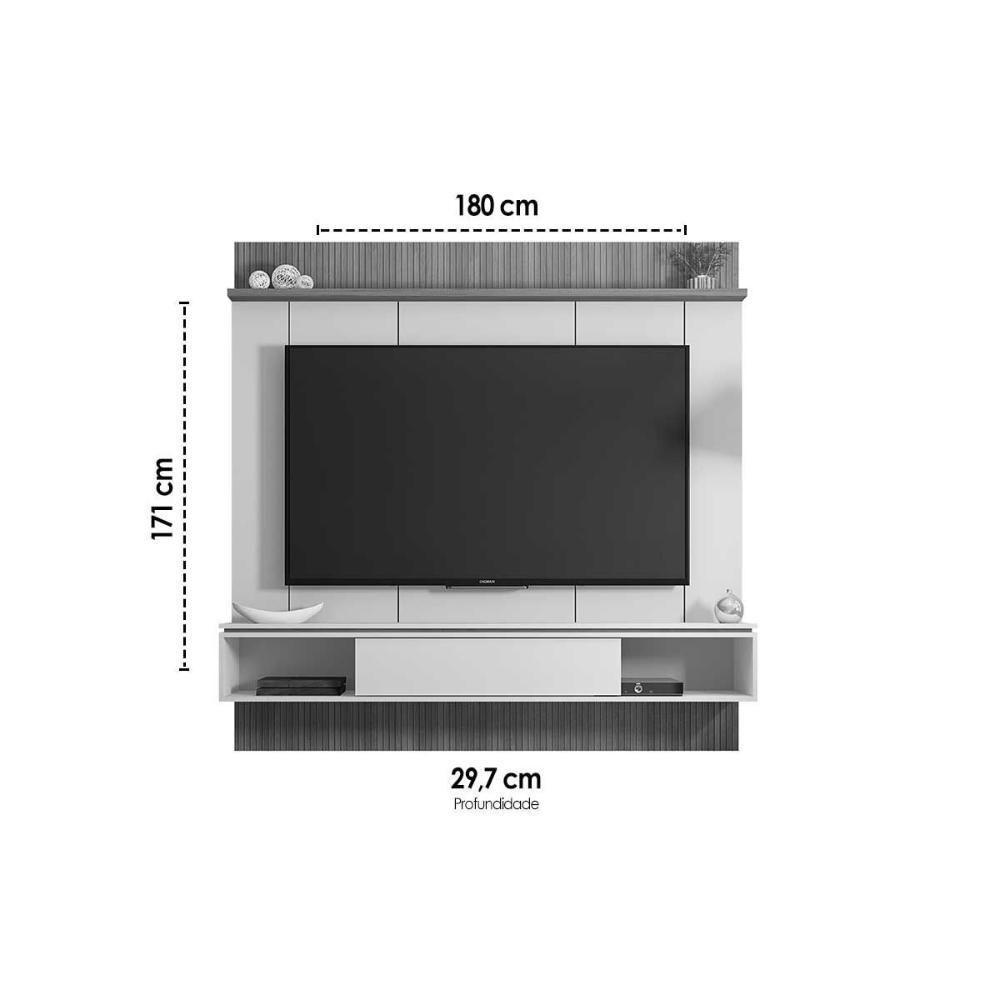Painel Home P/ Tv Até 65 Pol Vênus Ripado C/ 1 Porta E 2 Nichos 180x171cm Off White/freijo - Caemmun - 2