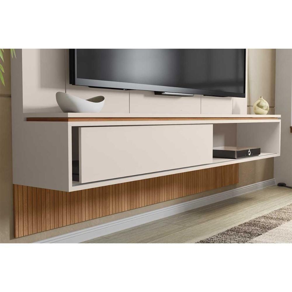 Painel Home P/ Tv Até 65 Pol Vênus Ripado C/ 1 Porta E 2 Nichos 180x171cm Off White/freijo - Caemmun - 5