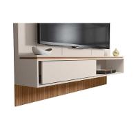 Painel Home P/ Tv Até 65 Pol Vênus Ripado C/ 1 Porta E 2 Nichos 180x171cm Off White/freijo - Caemmun