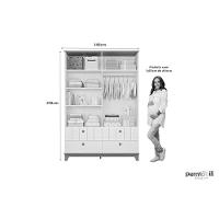 Quarto Infantil Completo Biscoito 3 Peças (guarda Roupa+berço+cômoda) Qi106 Off White/nature - Permóbili Baby - 3