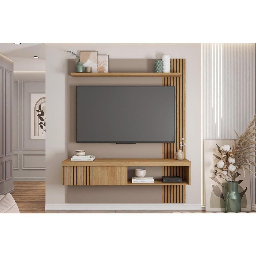Painel Home P/ Tv Até 65 Pol Jade Ripada 150x183cm Buriti/fendi - Caemmun - 1