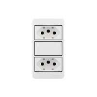 Placa Para Condulete Caixa 3/4" Com Tomada Dupla 2p+t 20a Margirius Sleek Branca Branco - 1