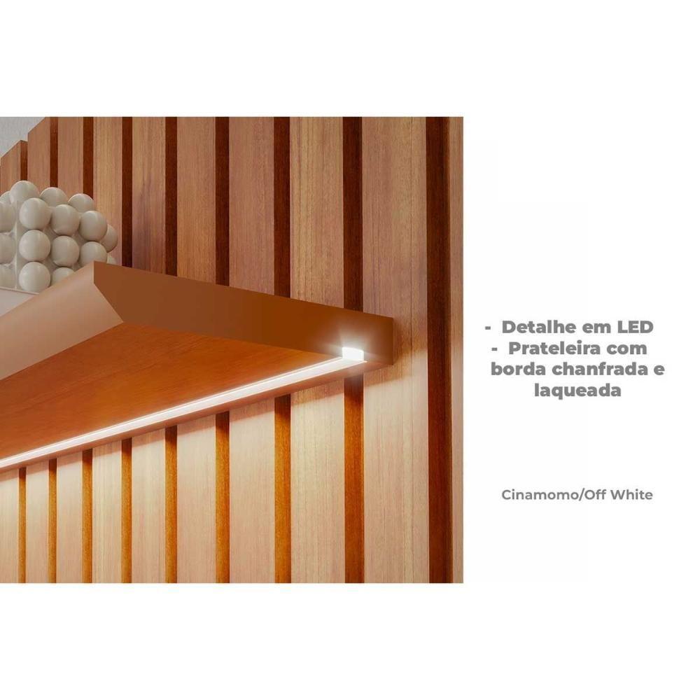 Painel Home P/ Tv Até 65 Pol Maragogi Ripado 1.85 C/ Led E Prateleira 185cm Cinamomo - Permóbili - 3