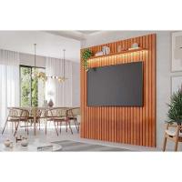 Painel Home P/ Tv Até 65 Pol Maragogi Ripado 1.85 C/ Led E Prateleira 185cm Cinamomo - Permóbili - 4