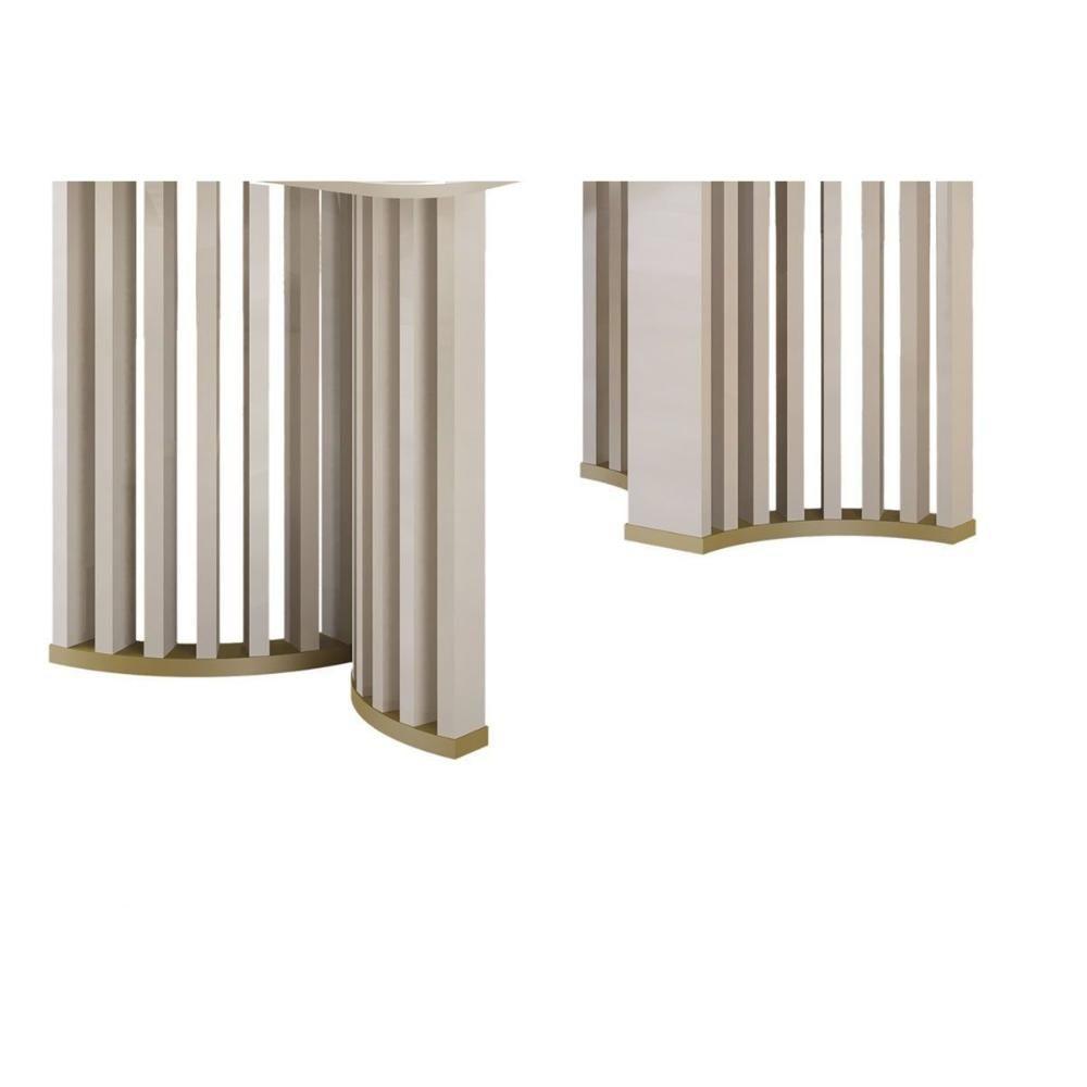 Mesa De Sala Jantar Luma C/ Tampo Madeirado C/ Vidro Curvo 170x90cm Off White/off White - Dj Móveis - 7