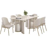 Mesa De Sala Jantar Luma C/ Tampo Madeirado C/ Vidro Curvo 170x90cm Off White/off White - Dj Móveis