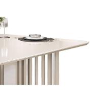 Mesa De Sala Jantar Luma C/ Tampo Madeirado C/ Vidro Curvo 170x90cm Off White/off White - Dj Móveis - 6