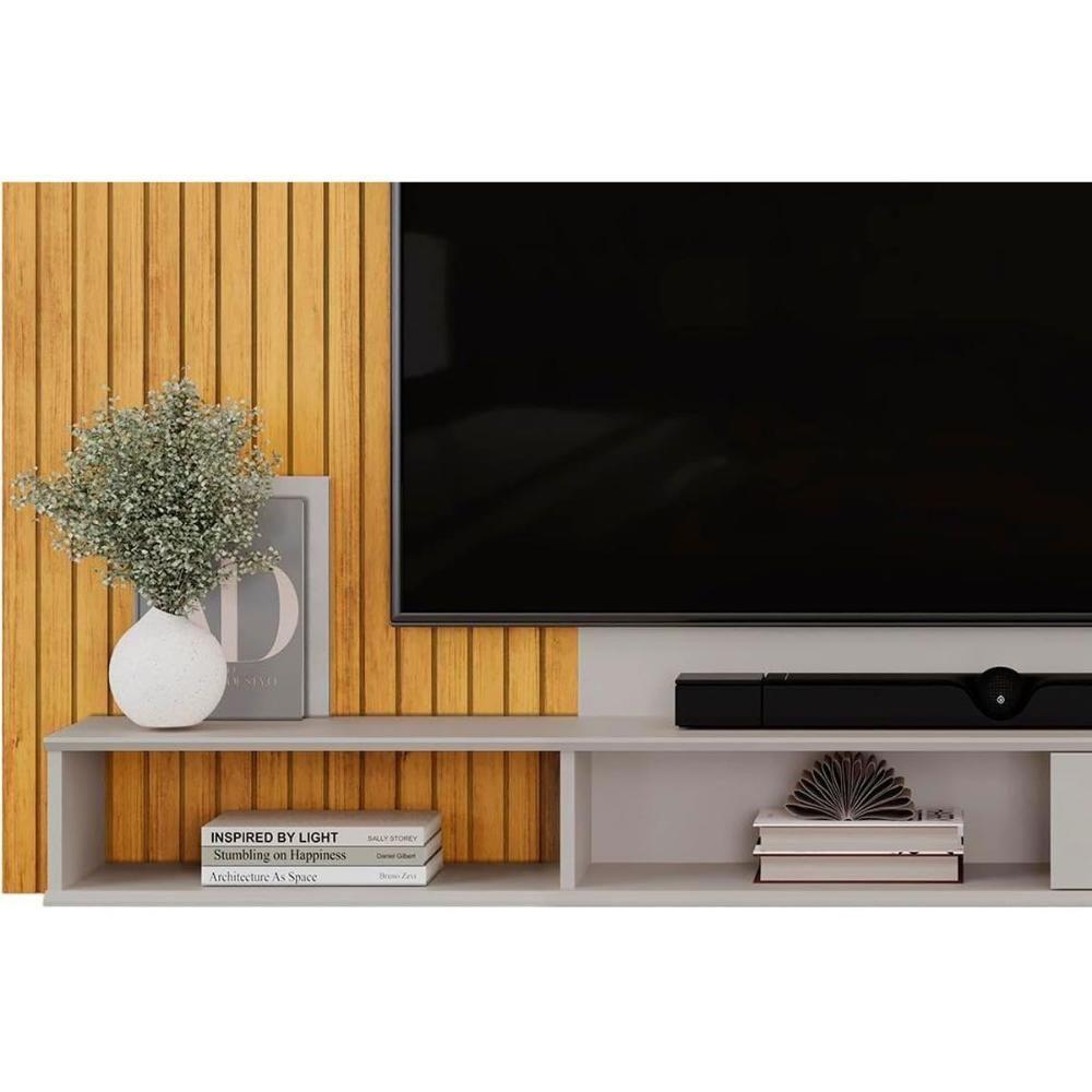 Painel Home P/ Tv Até 70 Pol Leo C/ Nicho 215x136cm Freijo/off White - Dj Móveis - 6