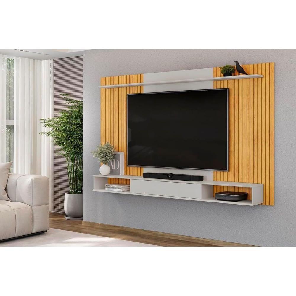 Painel Home P/ Tv Até 70 Pol Leo C/ Nicho 215x136cm Cedro/bali - Dj Móveis - 3