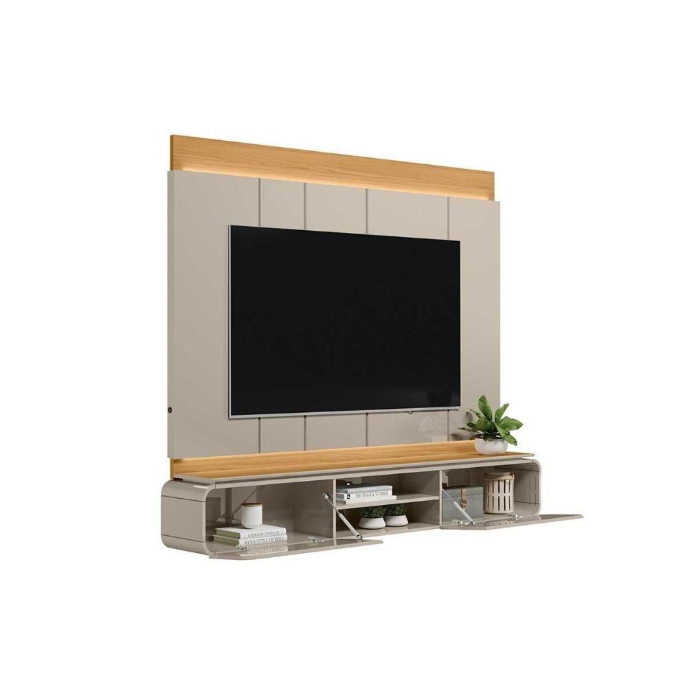 Painel Home P/ Tv Até 75 Pol Zurique C/ 2 Porta E 1 Prateleira 200x173cm Tauari/off White Brilho - Linea Brasil - 3
