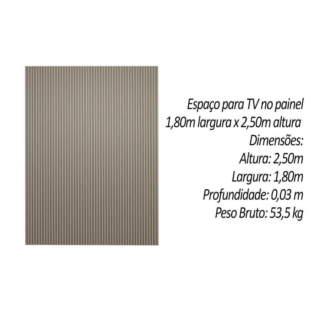 Painel Home P/ Tv Até 75 Pol Modular 1.8 Ripado 180x250cm Gris Fosco - Linea Brasil - 3