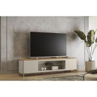 Rack Bancada P/ Tv Até 85 Pol Santorini Organico 2 Ptas 1 Prat Vidro 239x59cm Tauari/off White Fosco - Linea Brasil - 1