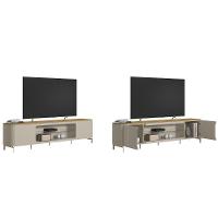 Rack Bancada P/ Tv Até 85 Pol Santorini Organico 2 Ptas 1 Prat Vidro 239x59cm Tauari/off White Fosco - Linea Brasil - 2