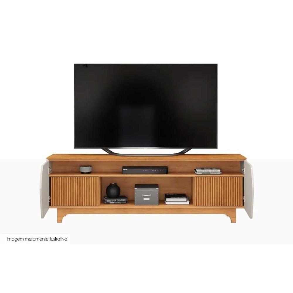 Rack Bancada P/ Tv Até 75 Pol Helo C/ 4 Portas Off White/freijó - Dj Móveis - 3